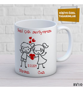 Sevgili Temalı İsme Özel Kupa Bardak