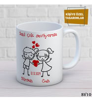 Sevgili Temalı İsme Özel Kupa Bardak