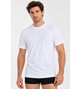 Yıldız Erkek Premium %100 Pamuklu Süprem Bisiklet Yaka Kısa Kollu T-shirt/Fanila/Atlet