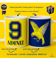 Sarı-Lacivert Kanarya Baskılı Taraftar Kupası – Kişiye Özel İsim & Numara-Hediye Paketli