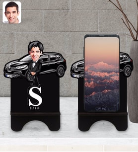 BK Gift Kişiye Özel Plakalı Erkek Renault Kadjar Karikatürlü Ahşap Biblo Telefon Standı-2