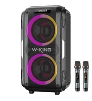 W-KING T9PRO Çift Mikrofonlu Bluetooth Hoparlör 250W Işıklı Karaoke Partybox IPX5 Kablosuz Ses Bombası Siyah