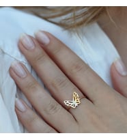 Kelebek Modeli Gold Kaplama Gümüş Yüzük