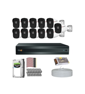 RİVO Dcam 11 Kameralı 40 Metre Gece Görüşlü Set 1TB 7/24 Hdd