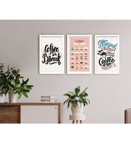 BK Home Coffee Tasarımlı Dekoratif 3’lü Ahşap Beyaz Çerçeveli Tablo-6
