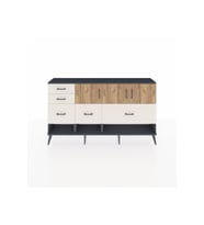 Arges Konsol 3 Raflı 5 Çekmeceli 3 Kapaklı 176x30x99 Antrasit-Çam/Aytaşı