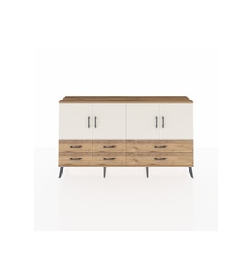 Arges Konsol 6 Raflı 6 Çekmeceli 4 Kapaklı 176x30x99 Çam-Aytaşı/Çam