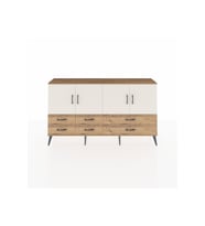 Arges Konsol 6 Raflı 6 Çekmeceli 4 Kapaklı 176x30x99 Çam-Aytaşı/Çam