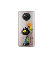 Poco X3 ile Uyumlu Splash Kedi Tasarımlı Şeffaf Silikon Kılıf
