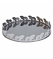 Canba Gümüş Ginkolu Yuvarlak Tepsi 38 Cm