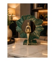 30cm Modern Soyut İnsan Figürlü Dekoratif Biblo – Gold Krem Halka Tasarımlı Lüks Salon, Ofis ve Kitaplık Dekoru