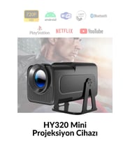 Mini Siyah Taşınabilir Projektör 720P HD, Android, Wireless ve Bluetooth Destekli