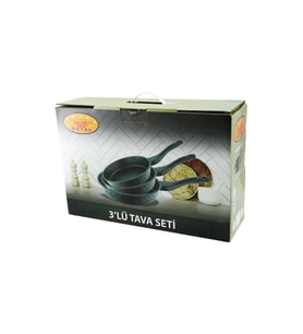 NUR IŞIKLAR METAL 3PCS DÖKÜM TAVA SETİ 20-24-28CM (5343)