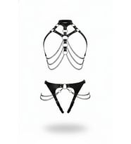 Mulvxbrf Brf02 Siyah Harness Takım Zincir Detaylı Halkalı Vücut Aksesuarı - Brf1387 (Mulvix)