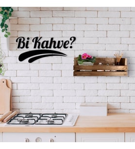 BK Home Dekoratif Doğal Ahşap Raf ve Bi Kahve Duvar Süsü-1 (Beyaz)