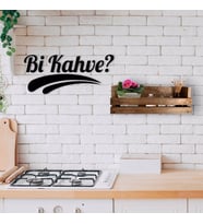 BK Home Dekoratif Doğal Ahşap Raf ve Bi Kahve Duvar Süsü-1 (Beyaz)