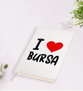 BK Gift I Love Bursa Tasarımlı Beyaz Defter - Model 1