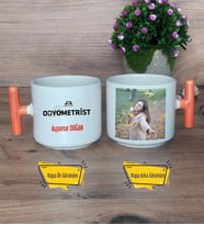 Odyometrist Kupa Bardak Fotoğraflı T Turuncu Kulplu Tıp Bayramı Hediyesi