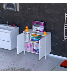 Modilayn SÖKE Küçük Alanlar İçin Akıllı Çözümler 85x75x32,5 cm’ lik 2 Kapaklı 2 Göz Raf Dolap