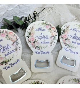 30 Adet Çiçek Baskılı Balon Açacak Magnet 11x7 Cm Uv Nişan Hediyeliği Nikah Şekeri-