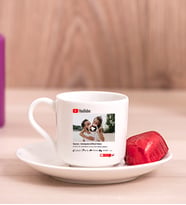 Kişiye Özel Youtube Tasarım Fotoğraflı Porselen Türk Kahvesi Fincanı