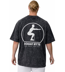 Squat Ryte Bodybuilding Fitness Sporcu Sırt Baskılı Unisex Oversize Vintage Yıkamalı Tişört