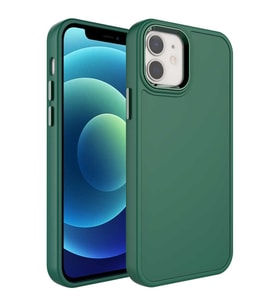 Lexroo iPhone 11 Kılıf Metal Çerçeve ve Buton Tasarımlı Sert Botox Kılıf - Koyu Yeşil