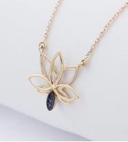 Safir Lotus Çiçeği Kolye