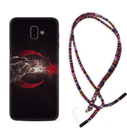 Samsung J6 Plus J7 Prime J7 Pro M20 Kılıf Boyun Asklı Rasta Silikon Kurt ve Ay Yıldız 1403