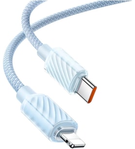 CA-3661 Crystal Serisi Type-c to Lightning 36W PD Hızlı Şarj ve Veri Aktarım Örgü Kablo Mavi 1.2 Metre