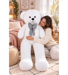 130 Cm Papyonlu Büyük Ayıcık (%100 Yerli ) (Beyaz)