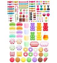 Şekerler Sticker Set  30 Parça Telefon, Tablet, Defter, Laptop Sticker