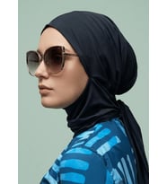 Tesettür Deniz Bonesi lacivert - Beyaz Logo Nakışlı