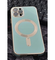 iPhone 12 Pro Uyumlu MagSafe Özellikli Lens Korumalı Renkli Kılıf Mint Yeşili