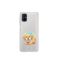 Samsung Galaxy M51 ile Uyumlu Splash Köpek Tasarımlı Şeffaf Silikon Kılıf