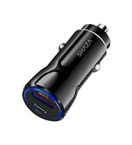 Shaza Type-C + Usb Çakmaklık 20W Hızlı Şarj Araç İçi Şarj Cihazı Siyah