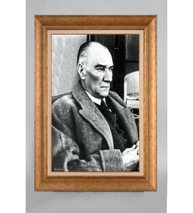 Çerçeveli Paspartulu Atatürk Tablo a251 (Gold)