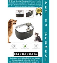Premium Evcil Hayvan Kedi Köpek Ultra Sessiz Temiz Su Pınarı Otomatik Filtreli Su Çeşmesi 2.5 Litre