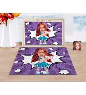 BK Gift Kişiye Özel Kız Çocuk Karikatürlü 1000 Parça Profesyonel Puzzle-15