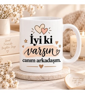 İyi Ki Varsın Canım Arkadaşım Yazılı Baskılı Kupa – Dostluk Hediyesi