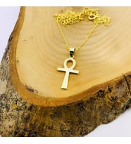 Ankh Sonsuz Yaşam Sembolü Gümüş Kolye  1,2cm x 2,5 cm (BG-KLY-717) (Altın)