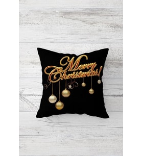 Merry Christmas Çift Tarafı Baskılı Gizli Fermuarlı Yastık Kılıfı Kırlent Koltuk Yastık Kılıfı (Sarı-Siyah)