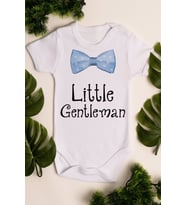 Erkek Beyaz Bebek Little Gentleman Baskılı Çıtçıtlı