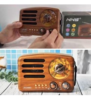 BY NEVSER® Küçük Boy Retro, Nostaljik, Ahşap Tasarım Bluetooth Hoparlörlü, Şarjlı, Taşınabilir Büyük Döndürülebilen Düğmeli FM/AM Destekli Radyo NS338