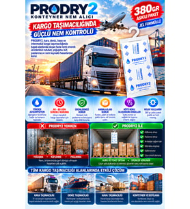 PRODRY 2 Jel Formüllü Askılı Nem Alıcı Konteyner, Tır ve Kargo İçin Rutubet ve Yoğuşma Önleyici 1 Paket 380 Gr