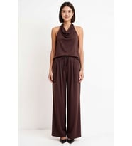 Kadın Kolsuz Degaje Yaka Geniş Paça Pike Örme Takım Modal Polyester Karışım Rahat Kesim Günlük Şık