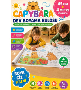 Haydi Dekor Capybara Dev Boyama Rulosu 45 cm x 4 Metre – Çocuklar Için Sevimli Hayvanlar Temalı Uzun Boyama Kağıdı – Eğitici ve Eğlenceli Aktivite Rulosu