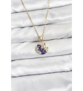 316L Çelik Zincir Gold Renk Gece Model Zirkon Taşlı Kadın Kolye 5886