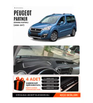 PEUGEOT PARTNER EKRANLI KAPAKLI (2008-2017) Uyumlu Torpido Örtüsü Torpido Kılıfı - Siyah Gri