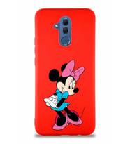 Huawei Mate 20 Lite Soft Premier Kapak Minnie Mouse-F Tasarımlı Silikon Kılıf - Kırmızı (Şeffaf)